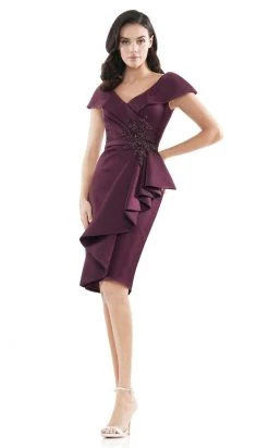 Marsoni By Colors - MV1106 Knee Length Ruffle Trimmed Sheath Dress