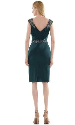 Marsoni By Colors - MV1107 Beaded V Neck Column Dress