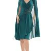 Marsoni By Colors - MV1110 Cape Sleeve Ruffle-Trimmed Sheath Dress