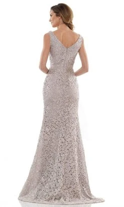 Marsoni By Colors - MV1116 V Neck Embroidered Trumpet Dress 11 Marsoni By Colors - MV1116 V Neck Embroidered Trumpet Dress