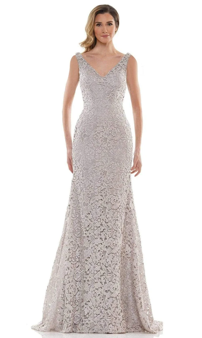 Marsoni By Colors - MV1116 V Neck Embroidered Trumpet Dress 5 Marsoni By Colors - MV1116 V Neck Embroidered Trumpet Dress