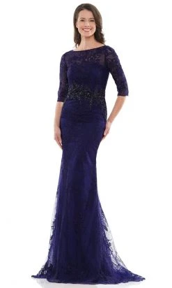 Marsoni By Colors - MV1127 Fitted Beaded Waist Evening Dress