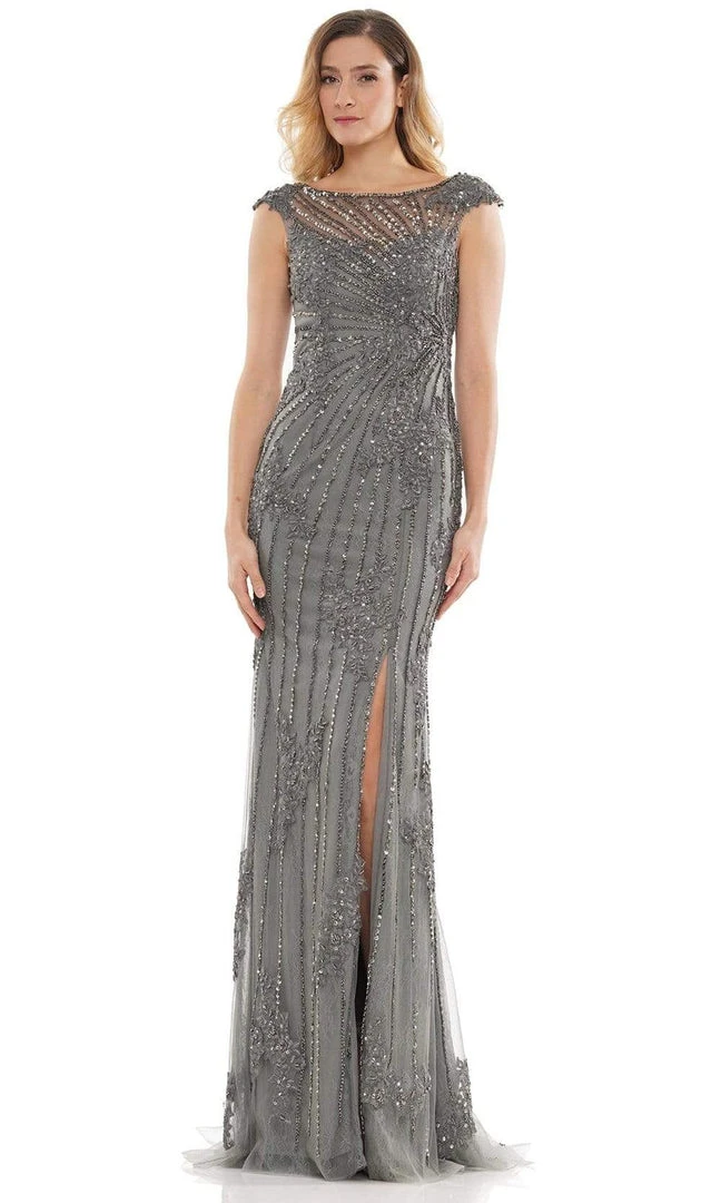 Marsoni By Colors - MV1128 Beaded High Slit Evening Gown 3 Marsoni By Colors - MV1128 Beaded High Slit Evening Gown
