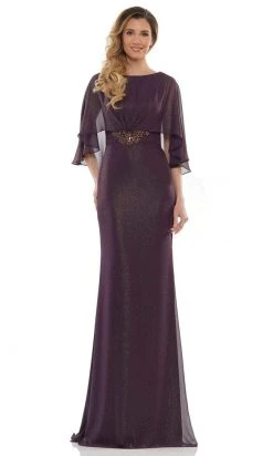 Marsoni By Colors - MV1130 Glittered Fabric Poncho Sheath Gown 10 Marsoni By Colors - MV1130 Glittered Fabric Poncho Sheath Gown