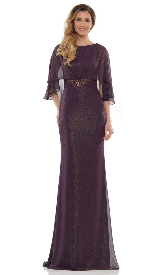 Marsoni By Colors - MV1130 Glittered Fabric Poncho Sheath Gown 5 Marsoni By Colors - MV1130 Glittered Fabric Poncho Sheath Gown