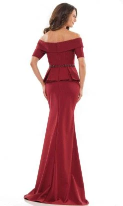 Marsoni By Colors MV1158 - Off-Shoulder Peplum Evening Gown
