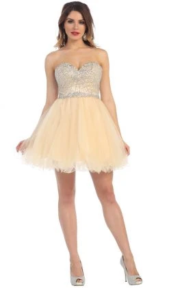 May Queen - Bejeweled Sweetheart A-line Evening Dress Short Dresses