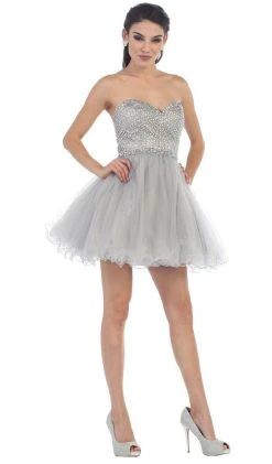 May Queen - Bejeweled Sweetheart A-line Evening Dress Short Dresses