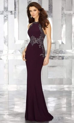 MGNY By Mori Lee - 71625 Crystal Beaded Halter Trumpet Dress