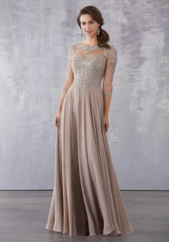 MGNY By Mori Lee - 71714 Beaded Lace Bateau A-Line Dress