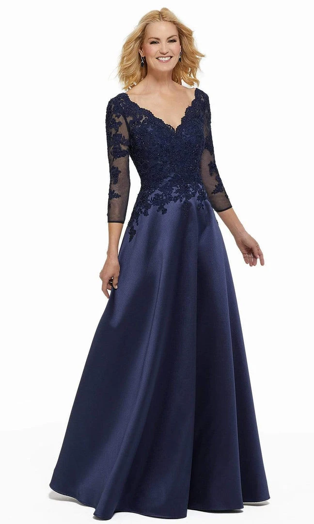 MGNY By Mori Lee - 72012 Beaded Lace V-neck A-line Gown 3 MGNY By Mori Lee - 72012 Beaded Lace V-neck A-line Gown