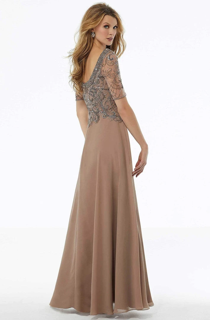 MGNY By Mori Lee - 72113 Crystal Beaded Square Neck Chiffon Dress 6 MGNY By Mori Lee - 72113 Crystal Beaded Square Neck Chiffon Dress