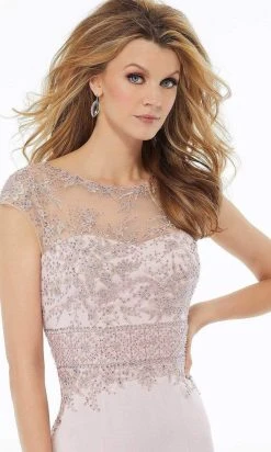 MGNY By Mori Lee - 72127 Embroidered Bateau Stretch Crepe Sheath Dress 7 MGNY By Mori Lee - 72127 Embroidered Bateau Stretch Crepe Sheath Dress