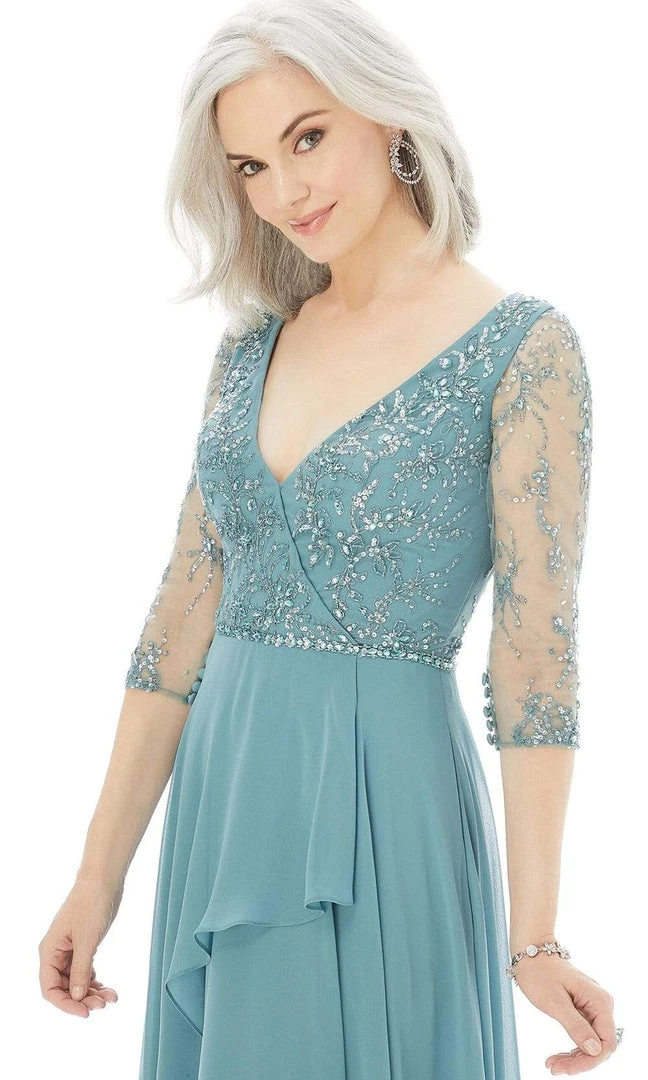 MGNY By Mori Lee - 72208 Surplice V Neck Beaded Chiffon A-Line Gown 6 MGNY By Mori Lee - 72208 Surplice V Neck Beaded Chiffon A-Line Gown