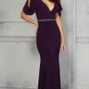 MGNY By Mori Lee - 72409 Plunging V-Neck Sheath Evening Dress