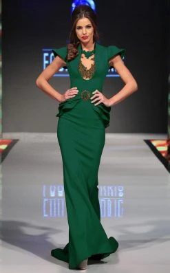 MNM Couture - 2295 Bell Cap Sleeve Peplum Sheath Gown 11 MNM Couture - 2295 Bell Cap Sleeve Peplum Sheath Gown