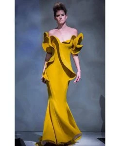 MNM Couture - 2328 Peplum Off-Shoulder Mermaid Evening Gown 22 MNM Couture - 2328 Peplum Off-Shoulder Mermaid Evening Gown