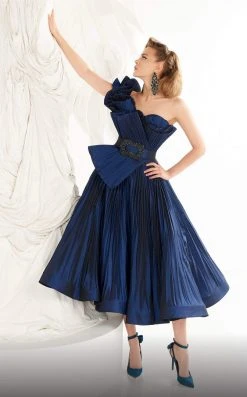 MNM COUTURE - 2565 Asymmetrical Ruched Origami Bodice Dress 7 MNM COUTURE - 2565 Asymmetrical Ruched Origami Bodice Dress