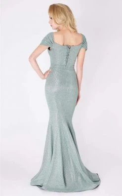MNM COUTURE - F7542 Embellished Off-Shoulder Trumpet Dress