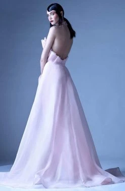 MNM Couture - G0924 Pleated Halter A-Line Evening Dress