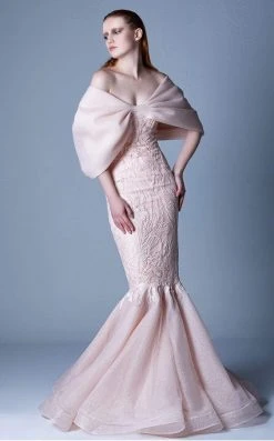 MNM COUTURE - G1103 Caped Off-Shoulder Mermaid Gown