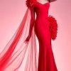MNM COUTURE - G1211 Asymmetrical Fringed High Slit Mermaid Gown 2 MNM COUTURE - G1211 Asymmetrical Fringed High Slit Mermaid Gown