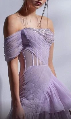 MNM Couture - G1282 Sheer Corset Bodice Ruffle A-Line Gown