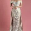 MNM Couture - K3556 Off The Shoulder Applique Gown With Overskirt 1 MNM Couture - K3556 Off The Shoulder Applique Gown With Overskirt