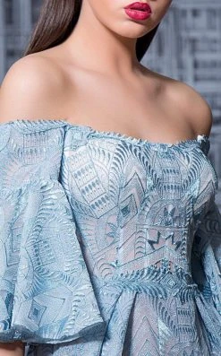 MNM Couture - K3588 Embroidered Off-Shoulder Bell Sleeve Sheath Dress 7 MNM Couture - K3588 Embroidered Off-Shoulder Bell Sleeve Sheath Dress