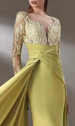 MNM COUTURE - K3893 Long Sleeves Sheath Evening Dress