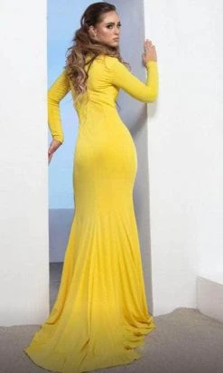 MNM COUTURE L0047 - Long Sleeve High Slit Evening Gown