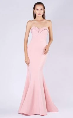 MNM COUTURE - M0002 Strapless Folded Sweetheart Crepe Mermaid Dress