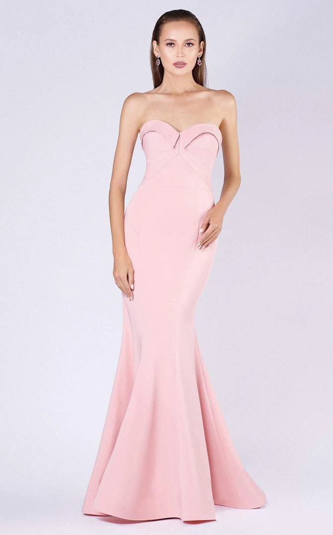 MNM COUTURE - M0002 Strapless Folded Sweetheart Crepe Mermaid Dress 3 MNM COUTURE - M0002 Strapless Folded Sweetheart Crepe Mermaid Dress
