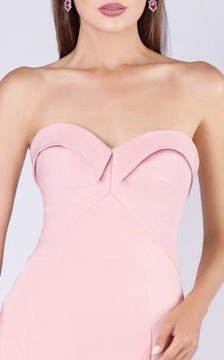 MNM COUTURE - M0002 Strapless Folded Sweetheart Crepe Mermaid Dress