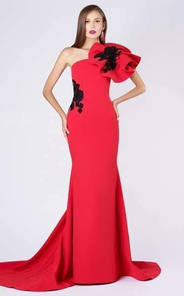 MNM COUTURE - M0042 Embroidered Asymmetric Mermaid Dress With Train 6 MNM COUTURE - M0042 Embroidered Asymmetric Mermaid Dress With Train