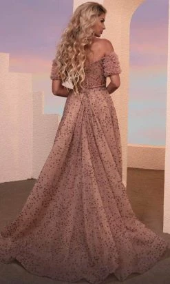 MNM COUTURE M0100 - Off Shoulder Overskirt Evening Dress 8 MNM COUTURE M0100 - Off Shoulder Overskirt Evening Dress