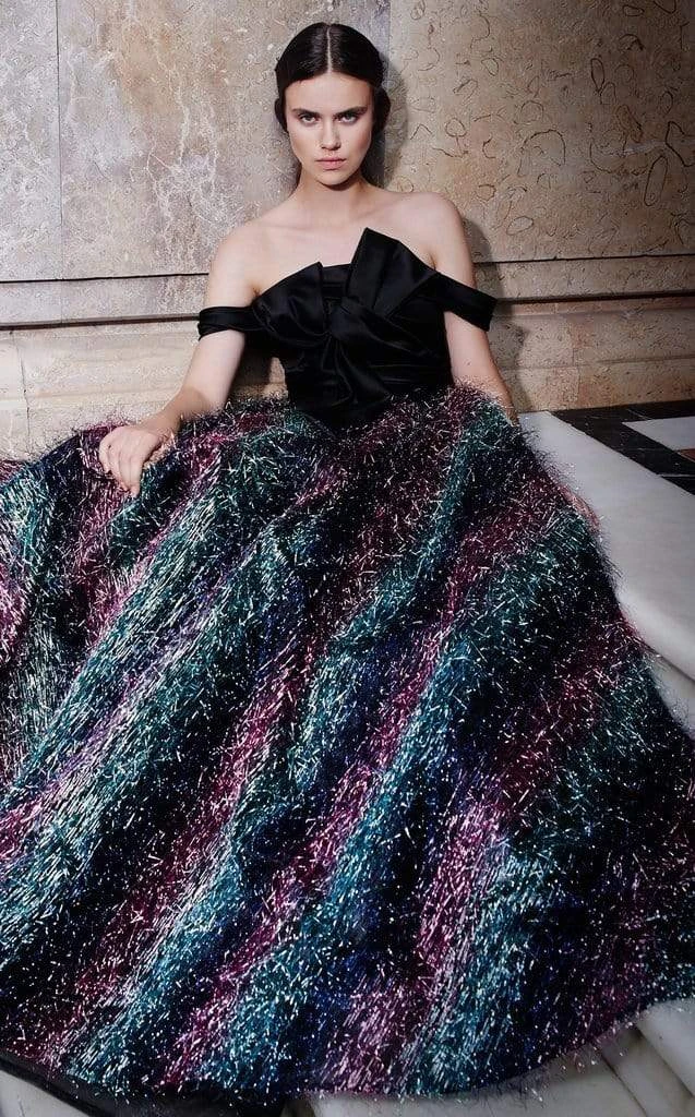 MNM COUTURE - N0301 Bow Detailed Off-Shoulder Feathered Ballgown 4 MNM COUTURE - N0301 Bow Detailed Off-Shoulder Feathered Ballgown