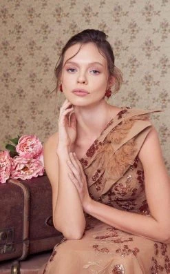 MNM COUTURE - N0359 Tiered Asymmetrical Beaded Tulle Gown 9 MNM COUTURE - N0359 Tiered Asymmetrical Beaded Tulle Gown