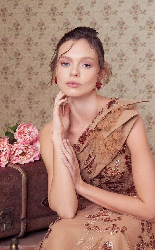 MNM COUTURE - N0359 Tiered Asymmetrical Beaded Tulle Gown 6 MNM COUTURE - N0359 Tiered Asymmetrical Beaded Tulle Gown