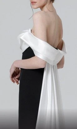 MNM COUTURE N0456 - Draped Off Shoulder Evening Dress 13 MNM COUTURE N0456 - Draped Off Shoulder Evening Dress