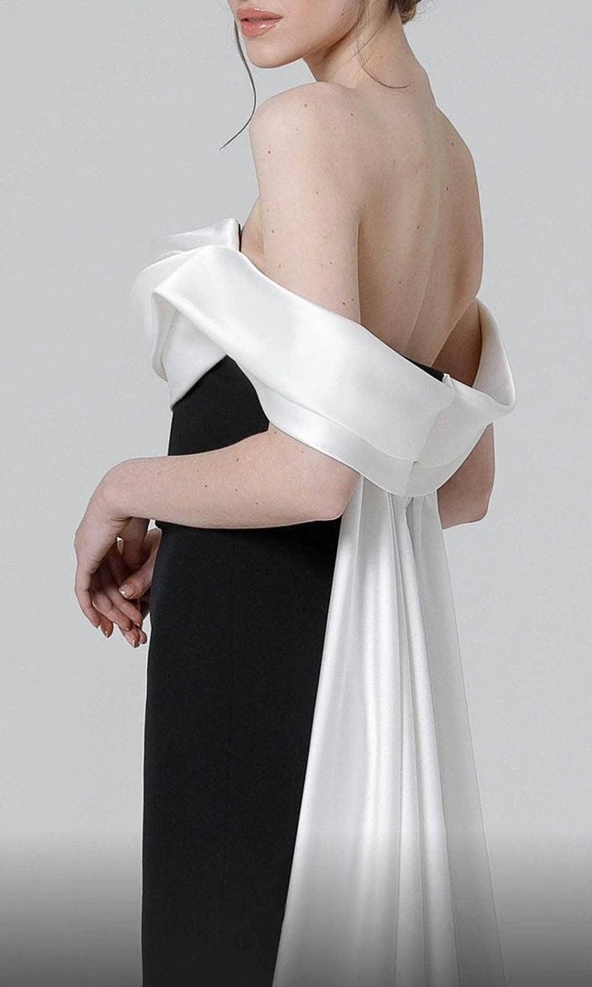 MNM COUTURE N0456 - Draped Off Shoulder Evening Dress 8 MNM COUTURE N0456 - Draped Off Shoulder Evening Dress