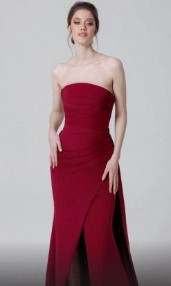 MNM COUTURE N0464 - Strapless Wrap Slit Evening Dress 10 MNM COUTURE N0464 - Strapless Wrap Slit Evening Dress