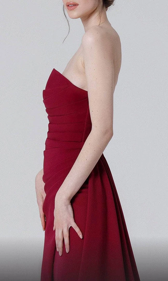 MNM COUTURE N0464 - Strapless Wrap Slit Evening Dress 8 MNM COUTURE N0464 - Strapless Wrap Slit Evening Dress