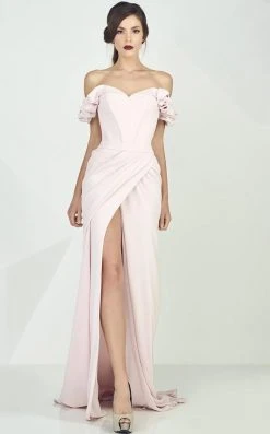 MNM Couture - Ruffled Off-Shoulder Sleeve Sheath Dress G0665