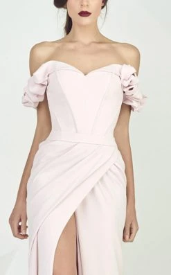 MNM Couture - Ruffled Off-Shoulder Sleeve Sheath Dress G0665