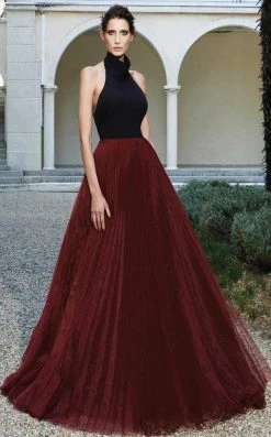 MNM Couture - Shirred Halter Neck Ballgown N0124