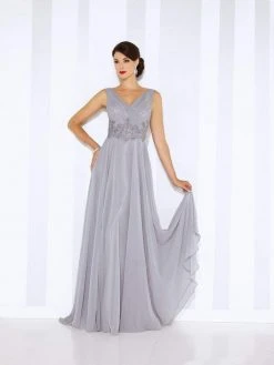 Mon Cheri 116665 Sleeveless Chiffon A-line Dress - 1 Pc Gray In Size 16 Available