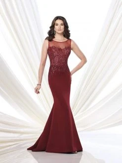 Mon Cheri - 215901 Beaded Illusion Bateau Neck Dress