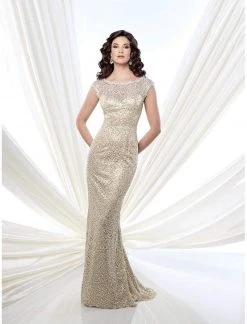 Mon Cheri - 215912 Cap Sleeve Illusion Lace Gown