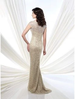 Mon Cheri - 215912 Cap Sleeve Illusion Lace Gown